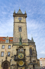 Fototapeta na wymiar Orloj, Historical medieval astronomical clock, Old Town Hall, Prague, Czech Republic..