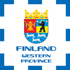 Obraz premium National ensigns, Flag and emblem of Finland - Western Province