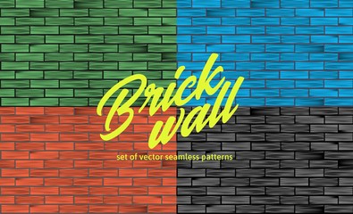 Fototapeta premium White brick wall texture. Set of seamless patterns.