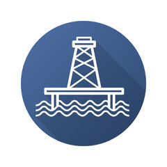 Offshore sea well flat linear long shadow icon