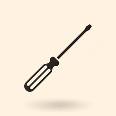 Vector Black SIlhouette Icon - Screwdriver Tool.