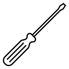 Vector Black Outline Icon - Screwdriver Tool.