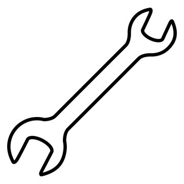 Vector Black Single Outline Icon - Wrench Mechanical Tool