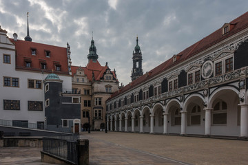 Fototapeta premium The old buildings in city Dresden against sky