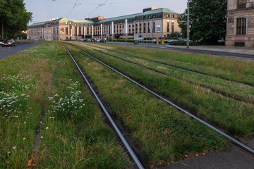 Naklejka premium The railway in city Dresden, Germany