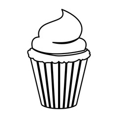 sketch contour of hand drawing cupcake with buttercream decorative