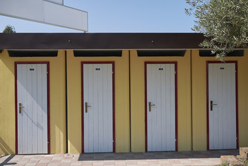 Beach club changing rooms.