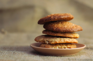 Fototapeta na wymiar Close up of pile of delicious cookies.