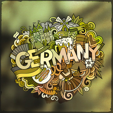 Cartoon vector hand drawn Doodle Germany word illustration