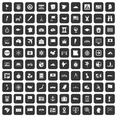 100 cartography icons set black