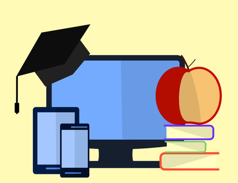 Education infographic. Flat vector illustration for e-learning and online education
