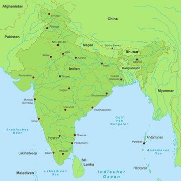 Indien Karte - Grün