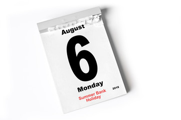 6. August 2018 Summer Bank Holiday