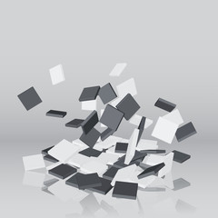 Vector 3d illustration of falling square tiles for your unique design, logo, advertising promotion, print and internet