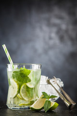Mojito cocktail on dark background