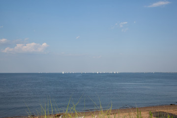 Sailboats on the Raritan Bay in New Jersey