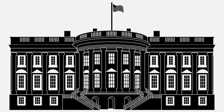 Black Silhouette White House Isolated on white background. Vector Illustration