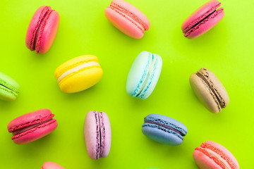 scattered colorful macaroons