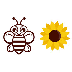 bee outline and sunflower