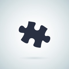 Obraz premium Puzzle - Vector icon. Puzzle piece isolated on grey background with a shadow vector illustration. Wooden puzzle part.