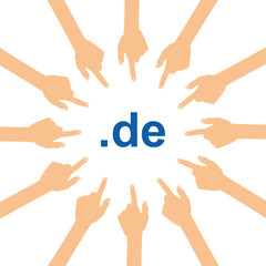 Viele Hände zeigen auf - de Domain