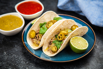 Mexican tacos with beef