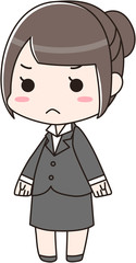 就活中・新入社員・リクルート・女の子・女子　不満・むすっ