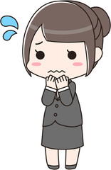 就活中・新入社員・リクルート・女の子・女子　おろおろ・困惑