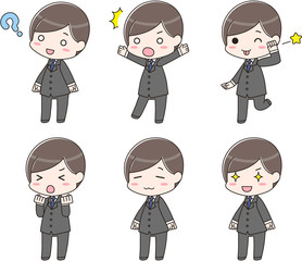 就活 新入社員 リクルートスーツ 男性　ポーズ集　喜怒哀楽