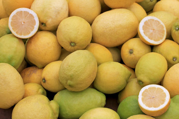 Colorful lemons at farmers market, Chile, South America