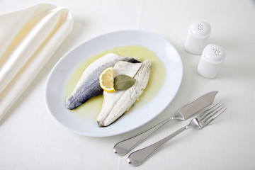 fish plate on the white table