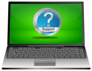 Laptop Computer with Support Button - 3D illustration