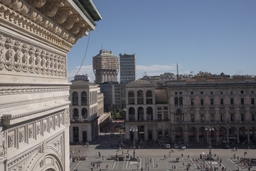 Sight from above of place of the Dome to Milan on the background the tower velasca and the &ldquo;Martini terrace&rdquo;