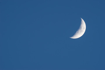 Obraz na płótnie Canvas waxing crescent moon in a homogenous blue night sky