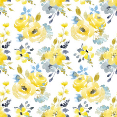 Watercolor floral vector seamless pattern