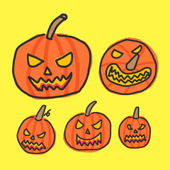 Pumpkin Halloween. hand drawn. line drawing. vector illustration.