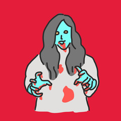 Zombie Halloween. hand drawn. line drawing. vector illustration.