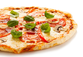Pizza on white background