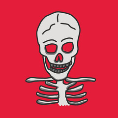 Skull Halloween. hand drawn. line drawing. vector illustration.