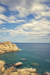 Fototapeta premium Coastal with rocks ,long exposure picture from Coasta Brava, Spain