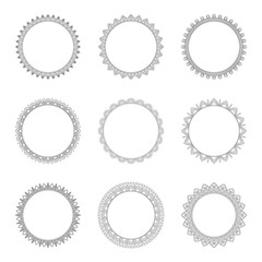 Set of round decorative frames, vector illustration