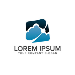Technology Cloud logo. square shape design concept template