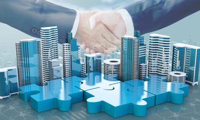 merger and acquisition business concepts, join puzzle pieces