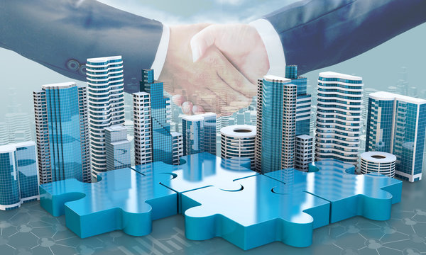 merger and acquisition business concepts, join puzzle pieces