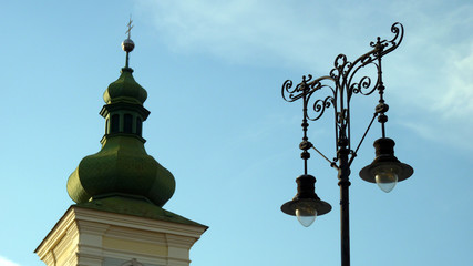 Fototapeta na wymiar Kuppelturm einer Kirche in Sibiu Hermannstadt in Rumänien