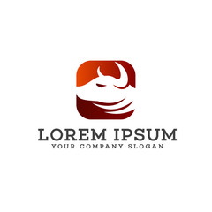 bull logo. square shape design concept template