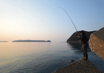 An angler and the Japanese sea