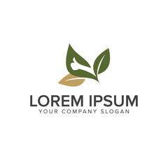 hand thumb leaf logo design concept template