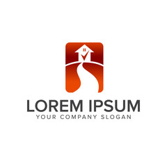 real estate with road logo design concept template