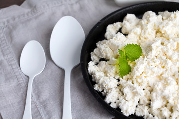 Cottage cheese, closeup.